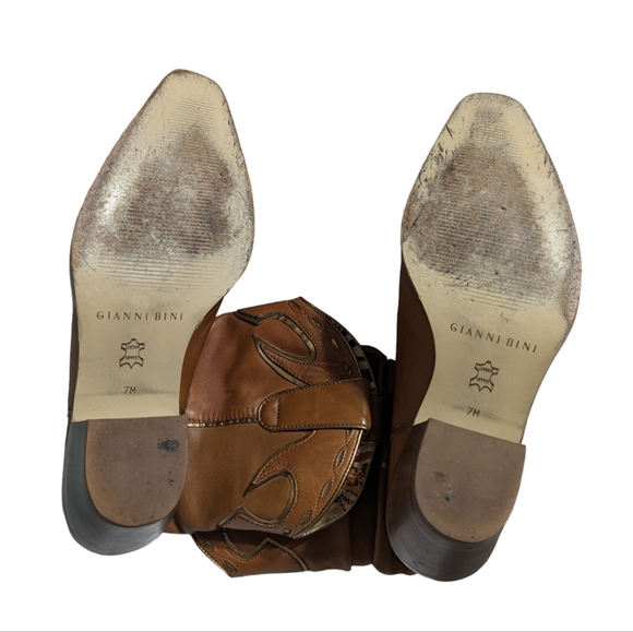 Gianni Bini Wade211 Brown Slouchy Cowboy Boots Size 7 Medium - Picture 7 of 11